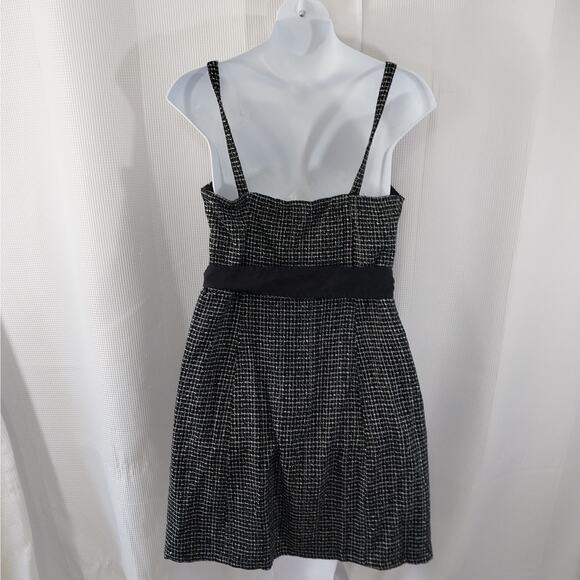 LANE BRYANT! BLACK, WHITE NUBBY TWEED P MINI PLAID ADJUSTABLE STRAP DRESS! SZ 18 - Picture 5 of 8